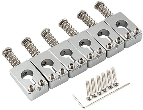 Musiclily Ultra 10,8mm Messing Saitenreiter für Strat Style E-Gitarre, Chrom (6er Set)