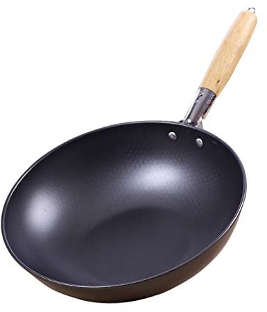 ZAANU ,Saucepan Frying Pan High-end Home 30cm Wooden Handle Traditional Wok Super Cost-Effective Scrambled Eggs Pan-Free Pan Wok Pans Pot
