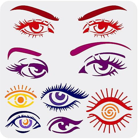 FINGERINSPIRE Augen Schablonen Zum Malen 30x30 cm Schöne Augen Schablonen Kunststoff Augen Und Augenbrauen Muster Wiederverwendbar Zum Basteln Und Dekorieren von Frauenaugen Zum Malen Auf Holzwänden
