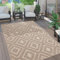 Paco Home Outdoor Teppich wetterfest & langlebig Moderne Boho-Designs mit 3D-Effekt Skandi-Look UV-beständig & robust für Balkon, Garten, Wohnzimmer & Küche, Grösse:160 cm Rund, Farbe:Beige 2