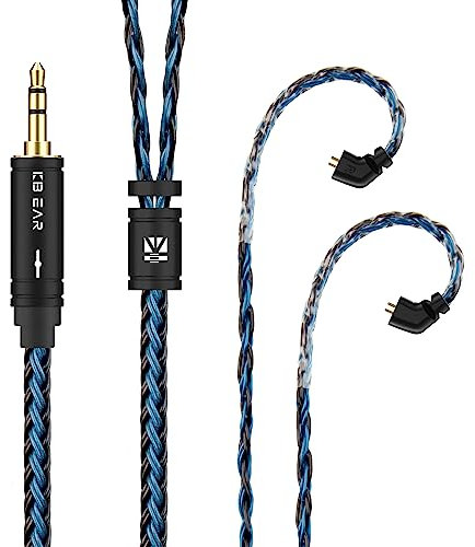 Yinyoo KBEAR 200cm Upgraded Kopfhörerkabel, Ersatzkabel für KBEAR KS1/ KS2/ Lerche/Robin/Rosefinch/CCZ Melody/Kaffeebohne/Warrior/Emerald iems (TFZ, 3.5mm, Schwarz-Blau)