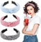 BOFUNX 3pcs Kariert Haarreif mit Knoten Stirnband Vintage Breit Haarreif Kariert Kopfband Haarband für Damen und Mädchen Oktoberfest