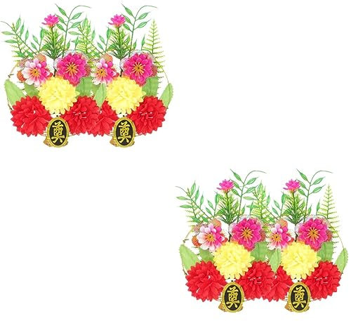 Happyyami 4piezas Canastas De Flores Artificiales para Cementerio Decoración para Diseño Natural y Textura Realista para Conmemoraciones y Funerales