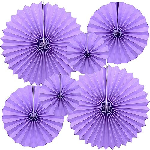CEEYSEE Pack of 6 Paper Fans Hanging Party Decorations Set for Tea Party Birthday Bridal Wedding Baby Graduation Events (Purple/ZSZIS)