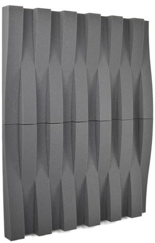 ACOUSPANEL Paneles Acústicos Decorativos de Espuma Acústica 24 Unidades 595x75x75 mm sin Comprimir para Gaming Podcast Youtubers Home Studio Color Gris Antracita
