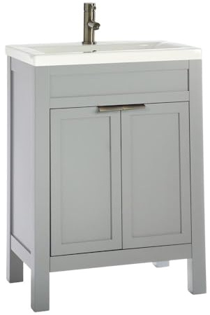 Milano Light Grey 615mm Bathroom Vanity Unit Gold Pull Handle
