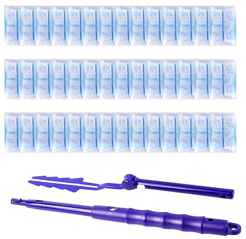 WeeGoo 40 Pcs Fluffy Dusters for Cleaning, Flash Dust Magnet Refills, Blue Microfiber Hand Fluffy Duster Refills with 2 Pcs Extender Handle
