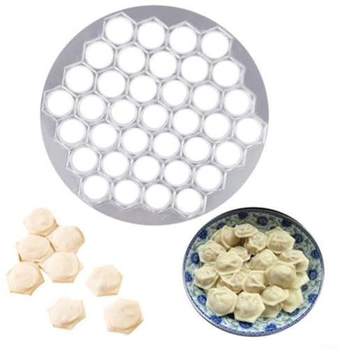 Vilgftyiet Russischer Teigtaschenmacher aus Edelstahl, Pelmeni aus Metall mit Ravioli-Nudelrad, sicher und bequem zu bedienen