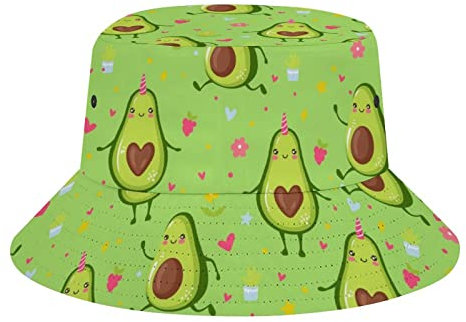 Fischerhut Für Damen Herren Grüne Avocado Sonnenschutz Hut Uv Schutz Freizeithut Faltbarer Unisex Strandhut, Für Freizeitkleidung, Herbst, Strandsport, 56-58cm