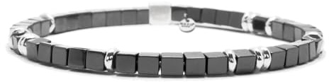 Nato Cuff - 925 Sterling Silber Armband - Platz Perlen Halbedelsteine ​- Herren und Damen schmuck Handgefertigt in Frankreich