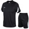 ZEMALON Sportshirt Herren Sportanzug Herren Casual Mode 2-Teiliges Set Herren Streatwear Trainingsanzüge Für Herren Klassisch Trend T-Shirts Für Herren Set B-Black XXL