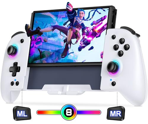 CoguyTech Controlador Bluetooth para Switch/Switch OLED, gran mando de mano con programación macro y efectos de luz RGB con 1000 mAh para una experiencia de juego máxima