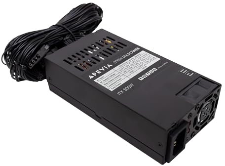 Apevia ITX-AP300W Mini-ITX/Flex ATX / 1U 300W para sistema POS AIO Desktop Gaming Server factor de forma pequeño (Flex ITX) fuente de alimentación de computadora
