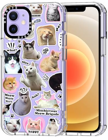 MOSNOVO für iPhone 12 / iPhone 12 Pro Hülle – Durchsichtige, schlanke, stoßfeste TPU+PC-Handyhülle, [6,6 Fuß Fallschutz/Anti-Abziehen] - Die Katzenbrigade