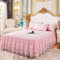 Homxi Copriletto Estivo con Volant(150 x 200 cm),Completo Matrimoniale Tinta Unita con Pizzo Lenzuola Copriletto Rosa