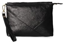 Gave Lux Damen Clutch aus Dollar-Leder 27x19x2 cm Schwarz