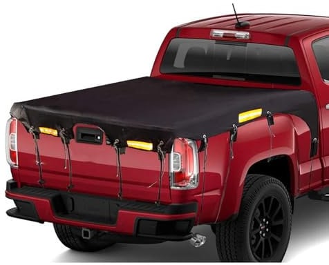 Walkervo Ladeflächenabdeckung Für Pickup Trucks Mit Bungee Gurtbändern Laderaumabdeckung Netznetz Für StandardLadeflächen, wasserdichte, Strapazierfähige Ladeflächenabdeckung Aus Oxford-Gewebe