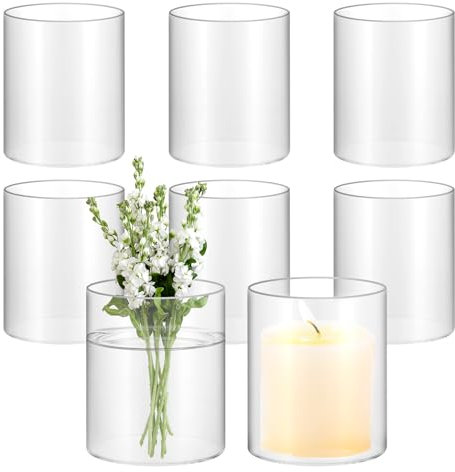 APACALI 8 Piece Vase cylindrique en Verre, 8,5 x 10 cm Vase en Verre pour Salon et Table à Manger, Vasen Transparent pour décoration de Maison, Bureau et Mariage