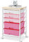 SYKIARIOL Rollwagen Badrollwagen mit 5 Schubladen, Küchenwagen mit Rädern mit Tischplatte aus Holz, Rollcontainer für Küche, Wohnzimmer, Schlafzimmer, Büro, Pink