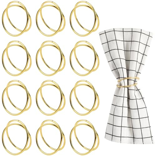 VZXZXE Serviettenringe Silber Metall servietten Ring serviettenringe Set für Hochzeitsfeier Abendessen Jubiläum Urlaubs Party (Gold, 4cm)