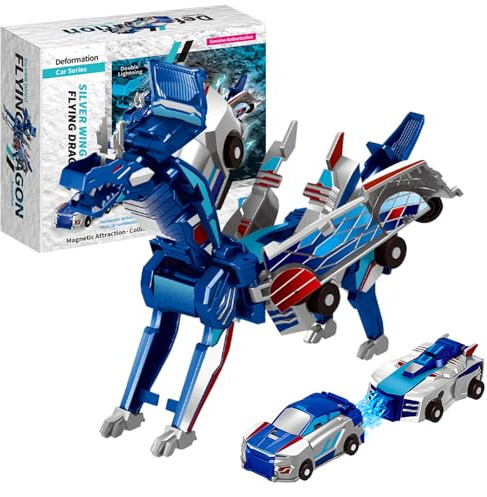 2 Stück Transformierendes Auto Roboter Spielzeug, Einhorn Roboter Car Toy | Kollision Deformation Kombinierter Roboters, Einhorn Auto Roboters Set, Unicorn Cars Spielzeug, Geburtstagsgeschenk(Blau)
