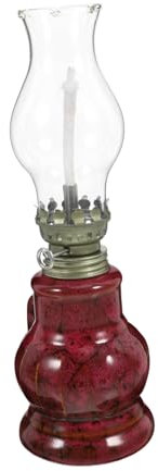 MAGICLULU Öllaterne Mit Griff Vintage-petroleumlampe Sturmlaterne Aus Keramik Rustikaler Stil Antike Kammerlampe Mit Klarem Glas Für Innenbereich Notbeleuchtung