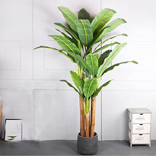 erkebspm Arbre Artificiel bananier Fausse Plante Palmier Tropical, Faux bananier pour Chambre à Coucher, Cuisine, Salon, Balcon, Bureau et décoration de fête 150 cm/59 Pouces