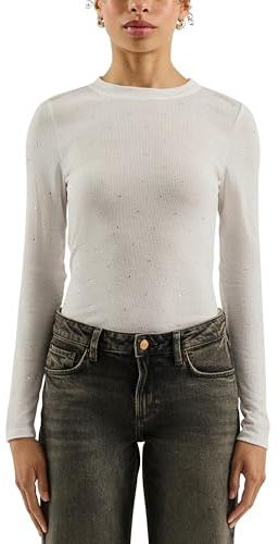 QS Rippshirt mit Glitzersteinen