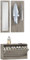 HOMCOM Set Mobili Ingresso 3 Pezzi con Panca Scarpiera, Appendiabiti a Muro e Specchio, Guardaroba da Camera e Corridoio in Legno, 80x27x46.5 cm, Grigio