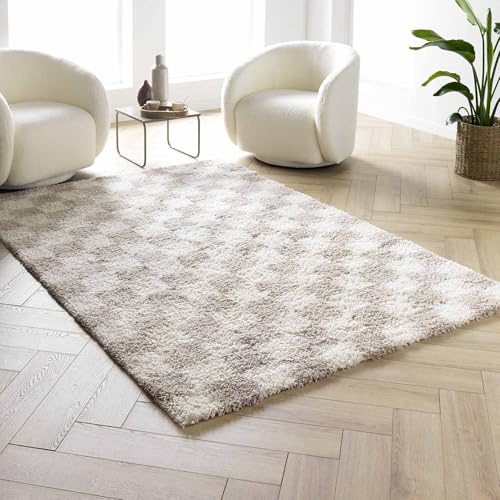 Douceur d'Intérieur, Teppich Damero, rechteckig, 160 x 230 cm, Shaggy, Uni