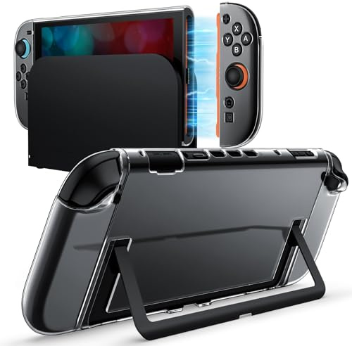 JETech Trasparente Custodia Dockable per Nintendo Switch 2 (2025) 7,9 Pollici, Cover Presa Morbida TPU per Joy-Con Staccabili, Guscio Posteriore in PC Portatile Sottile, Antigraffio
