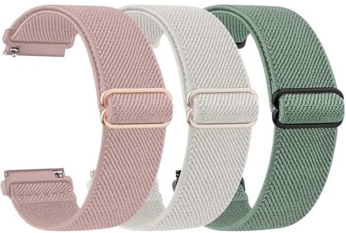 Amzpas for Veryfit Smart Watch Bands, Soft Elastic Nylon Watch Straps for IDW13 IDW16 IDW19 IDW26 IDW28 Smartwatch, Breathable Lightweight Replacement Band Adjustable Sport Straps Women Men (Pink+