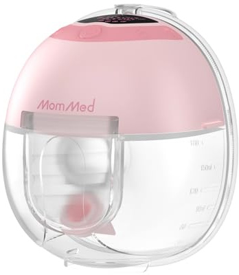 MomMed S33 Wearable Breast Pump – Double Hands-Free Electric Breast Pump with 4 Modes, 9 Suction Levels, Night Light, Portable Quiet & Rechargeable, 17/19/21mm Flange Inserts (Pink, 1 Pack)