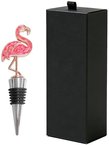 Flamingo/Fuchs Geschenk Flaschenstopfen mit Geschenkbox für Wein und Sekt (Rosa Flamingo)