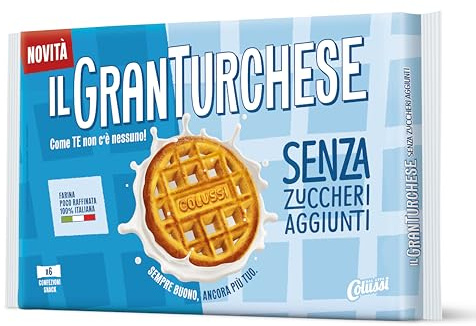 Il GranTurchese Senza Zuccheri Aggiunti, Biscotti Frollini con Buchi, 340 g | Con Farina Italiana, Confezione da 6 pacchetti salvafreschezza