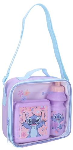 Vadobag STITCH So Yummy! - Lunchtasche mit Brotdose und Trinkflasche - mit Schultergurt - Lunch Bag - Maße 21 x 20 x 8 cm - Disney Lilo und Stitch - Violett