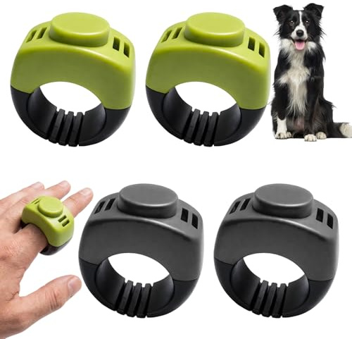 GuBaoZhuo 4er Set Klicker Hund 21 mm, Clicker Hund Mit Fingerring, Katze Hundetraining Zubehör Hundepfeife Rücckruf für Hunde- Katzen- und Pferdetraining(Grasgrün und Grau)