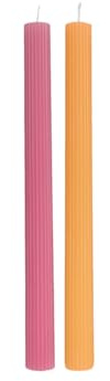 Villeroy & Boch – Fleur Gifts Stabkerzen Set, 2-teilig, Maße: ca. 25 cm, Rosa & Gelb, Farbige Dekokerzen für Tisch & Zuhause, Klare Stabform, Wachs (Paraffin)
