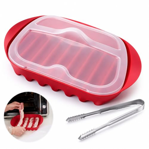 XLTXWD 2 Pack Microwave Bacon Tray And Bacon Grill With Tongs For Use In The Kitchen And At Family Gatherings