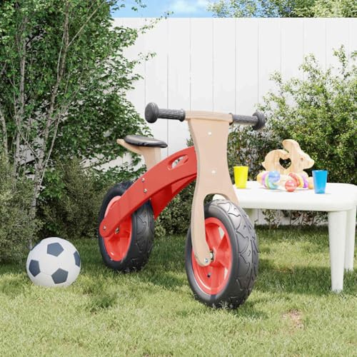 GeenYuu Laufrad für Kinder mit Luftreifen Rot, verstellbarer Sitz und Lenker, leichter Holzrahmen, ab 3 Jahre, fördert Gleichgewicht, Motorik und Koordination, ideal für Indoor und Outdoor Fahrspaß