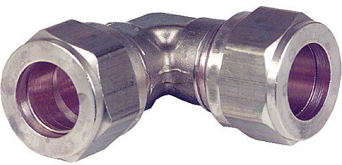 Klemmringverschraubung aus Messing, Winkel 90° 12x12mm