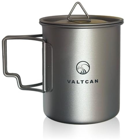 Valtcan 450ml Titanium Camping Cup with Tight Lid 15.2oz or 1.9 Cups Capacity