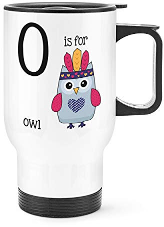 Letter O is for Owl Travel Mug Cup with Handle