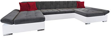 Mirjan24 Ecksofa Alia mit Regulierbare Armlehnen, 2 Bettkasten und Schlaffunktion, U-Form Eckcouch vom Hersteller, Sofa Couch Wohnlandschaft (Soft 017 + Kronos 22 + Kronos 02)