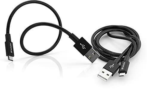 Verbatim Lightning USB Ladekabel, 2er Pack schwarz, 100 cm & 30 cm, robustes Ladekabel mit Knickschutz für iPhone Modelle, Lightning Kabel, USB Ladegerät, Handyladekabel