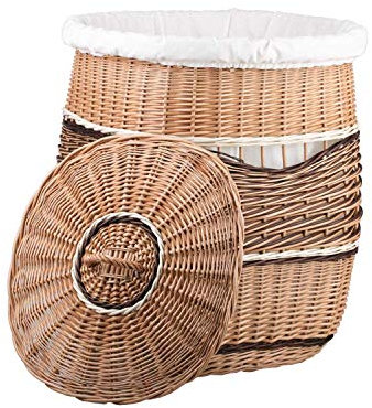 e-wicker24 Wäschekorb aus Weide (50x50 H63, mit Stoffeinlage)