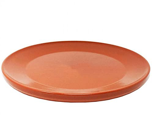 Acan Plato llano de barro refractario de 32 cm de diámetro. Fuente, bandeja apta para cocinar y mantener el calor de las carnes (churrasco, chuletón, solomillo)