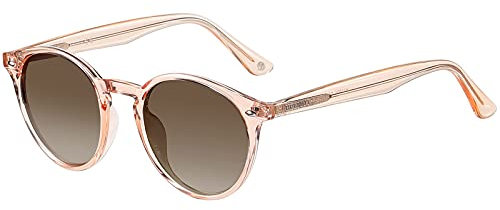 H HELMUT JUST Gafas de Sol para Mujer Redondas Polarizadas Vintage TR90 y Acetato Anti Reflejos Transparente Marrón Cristal