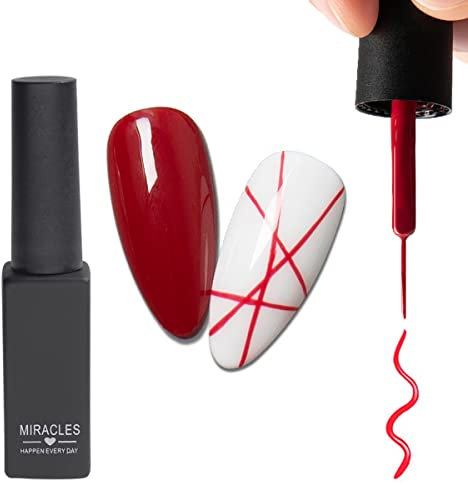 Red Liner Pen Gel Nail Polish, Painting Drawing UV Led Gel Polish Set, Classic DIY 3D Gel Nail Paint Nail Gel Polish, Pen Tool, Pull Line Pen for Nail Manicure