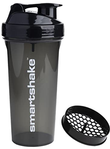 Smartshake Glossy Lite Protein Shaker Bottle 800ml 27 oz Leakproof BPA Free – Gifts for Mens Womens Gym Shaker Drink Bottle for Protein Shakes + Protein Powder - Black